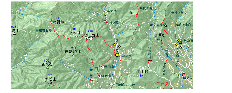 シダンゴ山・宮地山地図